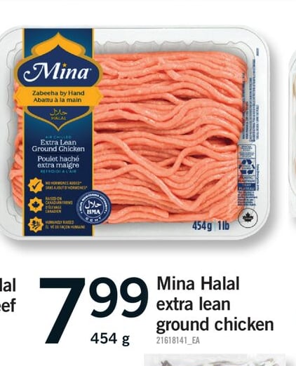 MINA HALAL EXTRA LEAN GROUND CHICKEN, 454 G