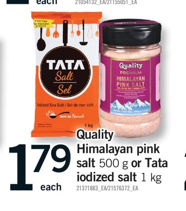 QUALITY HIMALAYAN PINK SALT, 500 G OR TATA IODIZED SALT, 1 KG