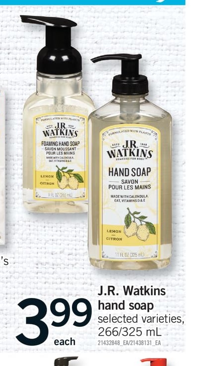 J.R. WATKINS HAND SOAP, 266/325 mL