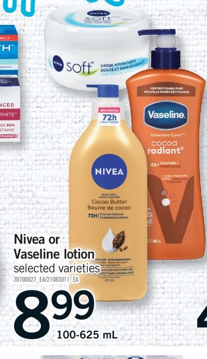 NIVEA OR VASELINE LOTION, 100-625 mL