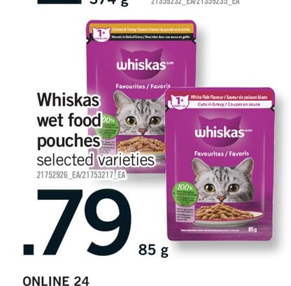WHISKAS WET FOOD POUCHES, 85 G