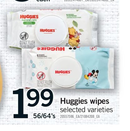 HUGGIES WIPES, 56/64's