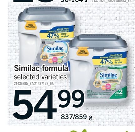 SIMILAC FORMULA, 837/859 G