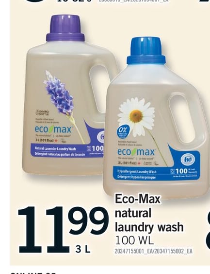 ECO-MAX NATURAL LAUNDRY WASH, 3 L