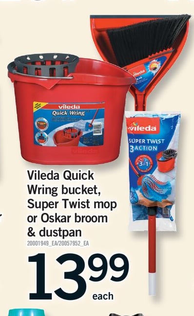 VILEDA QUICK WRING BUCKET, SUPER TWIST MOP OR OSKAR BROOM & DUSTPAN