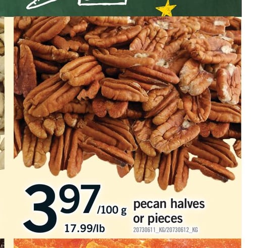 PECAN HALVES OR PIECES, 17.99/lb