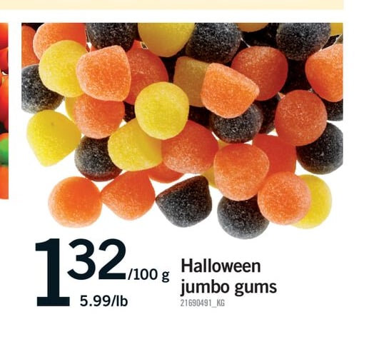 HALLOWEEN JUMBO GUMS, 5.99/lb