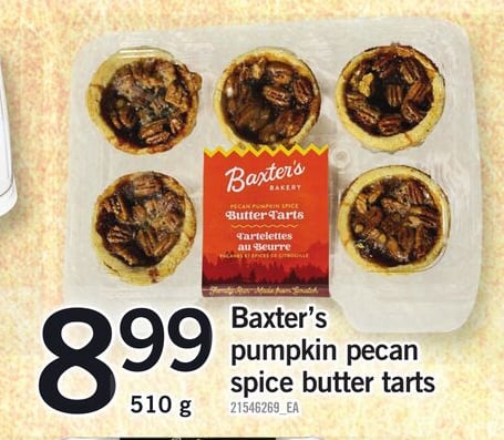 BAXTER'S PUMPKIN PECAN SPICE BUTTER TARTS, 510 G