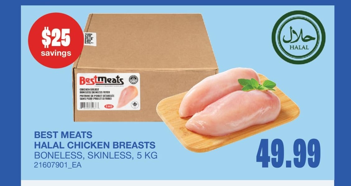 BEST MEATS HALAL CHICKEN BREASTS, 5 KG