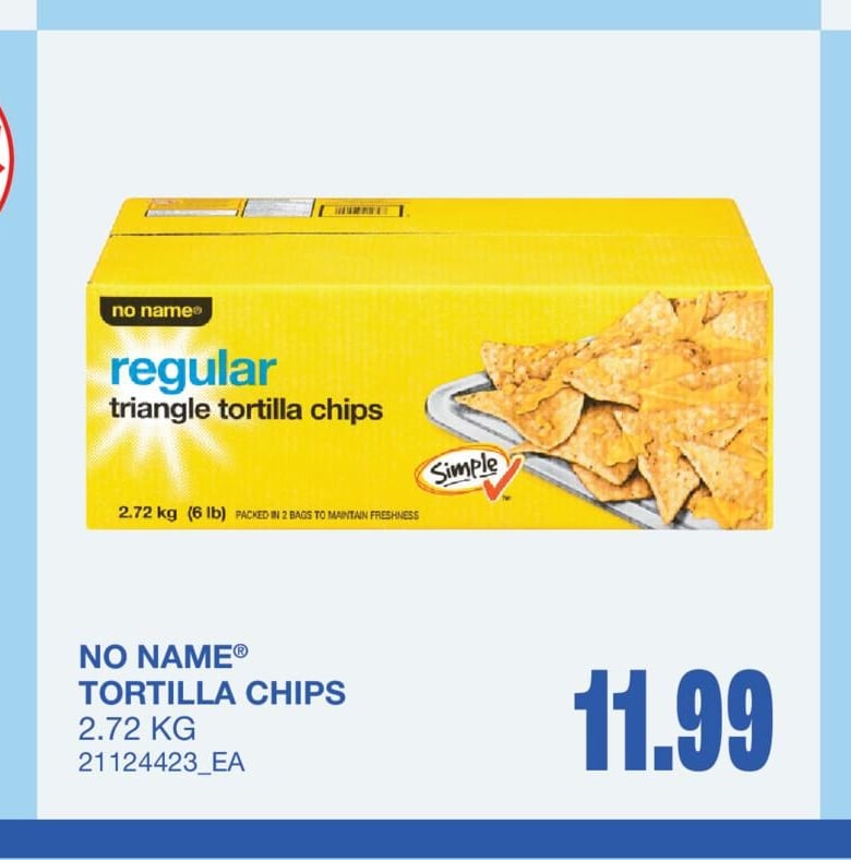 NO NAME® TORTILLA CHIPS, 2.72 KG