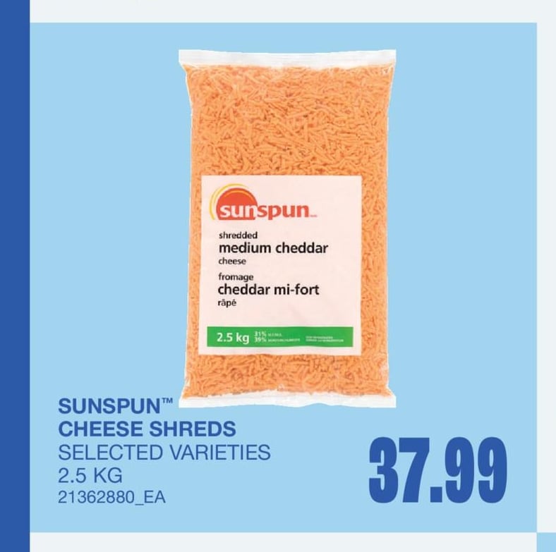 CHEESE SHREDS, 2.5 KG