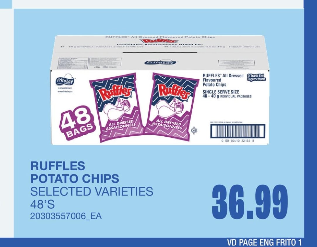 RUFFLES POTATO CHIPS, 48'S