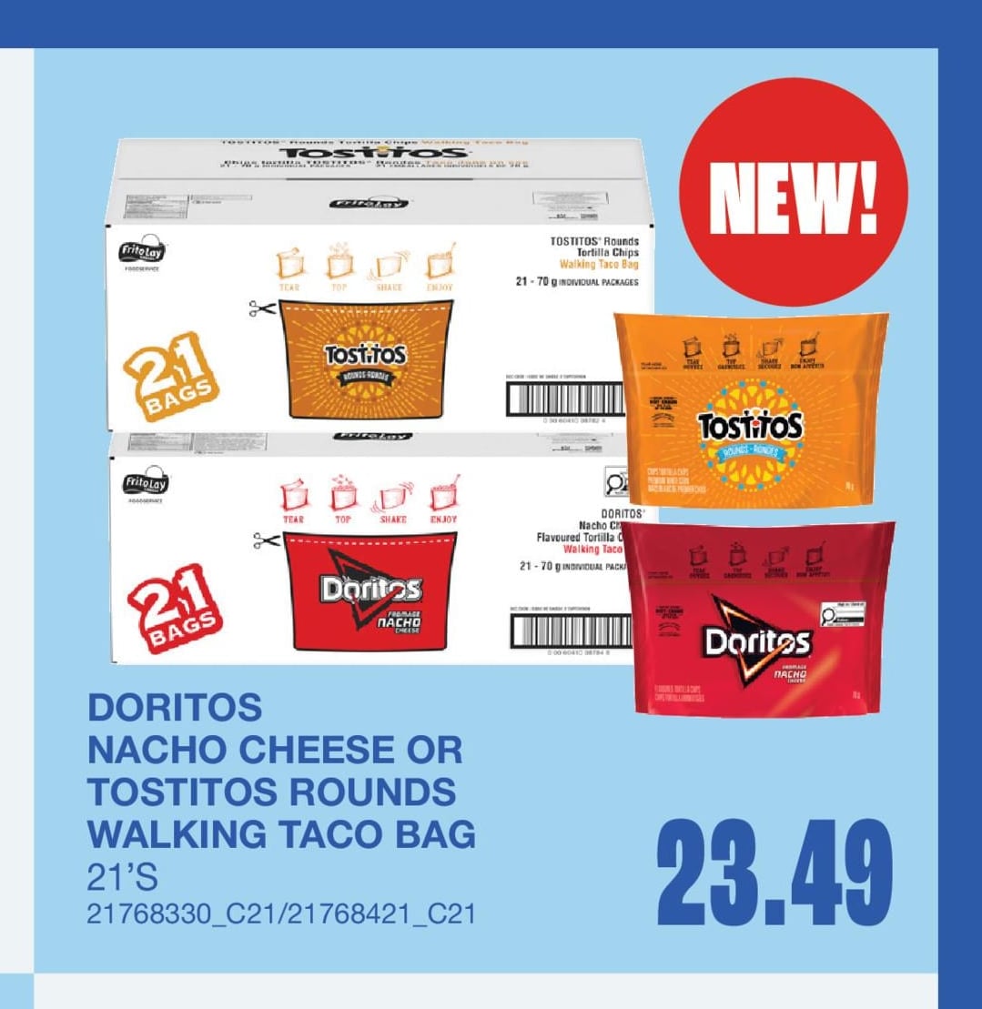 NACHO CHEESE OR ROUNDS WALKING TACO BAG, 21'S