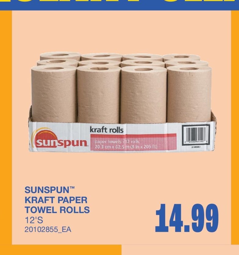 KRAFT PAPER TOWEL ROLLS, 12'S
