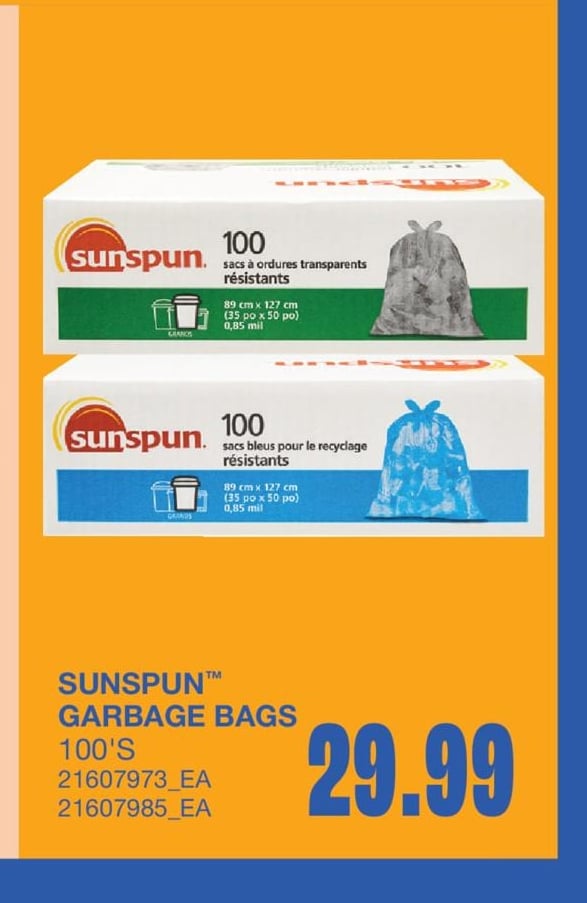 SUNSPUN™ GARBAGE BAGS, 100'S