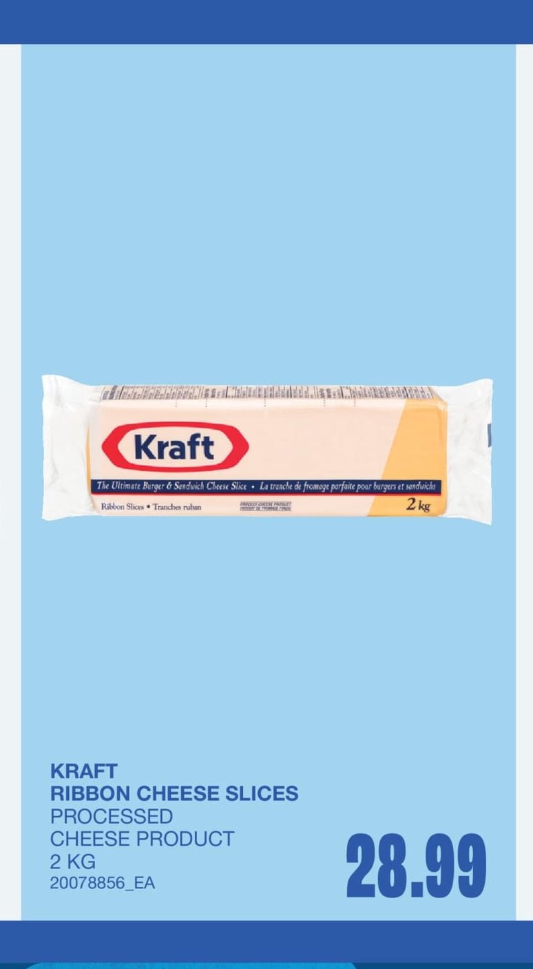 KRAFT RIBBON CHEESE SLICES, 2 KG