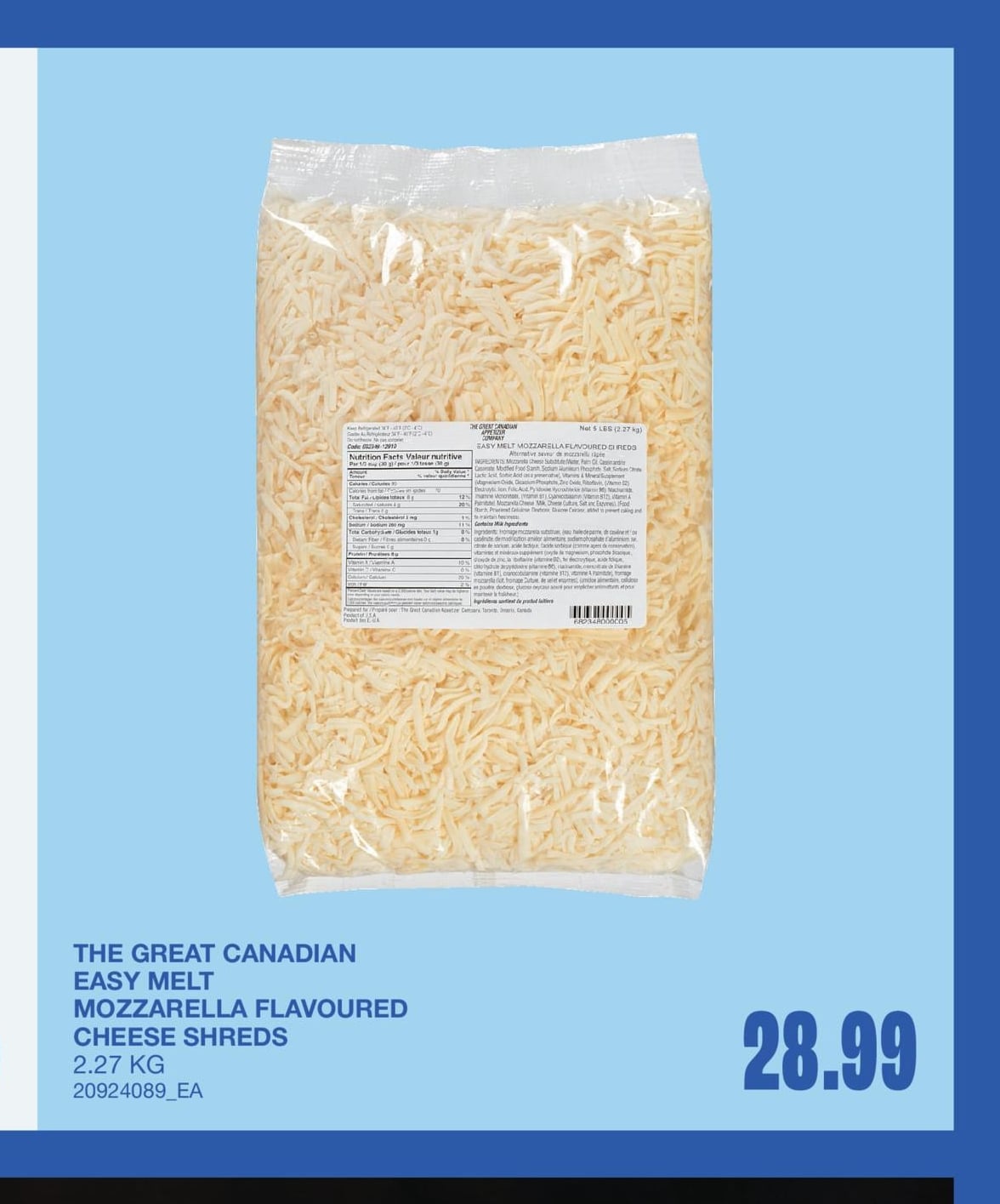 THE GREAT CANADIAN EASY MELT MOZZARELLA FLAVOURED CHEESE SHREDS