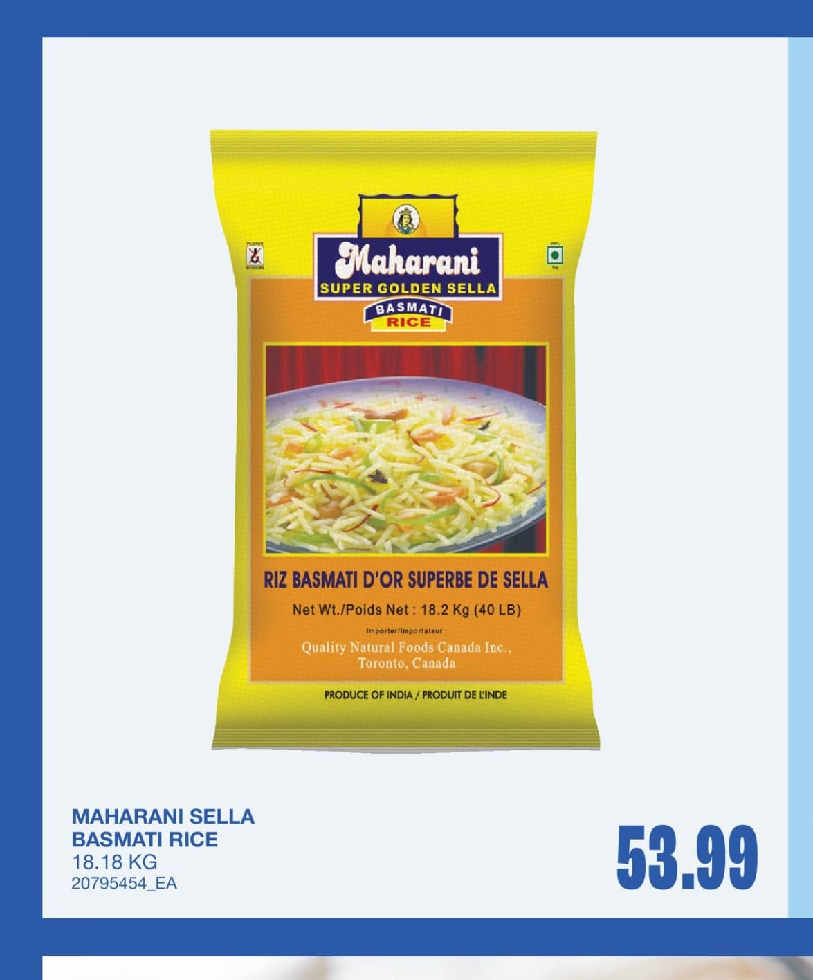 SELLA BASMATI RICE, 18.18 KG
