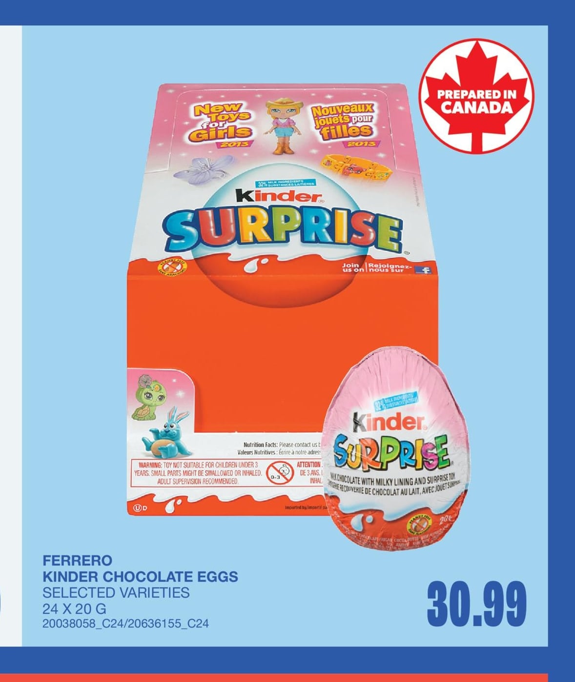 KINDER CHOCOLATE EGGS, 24 x 20 G