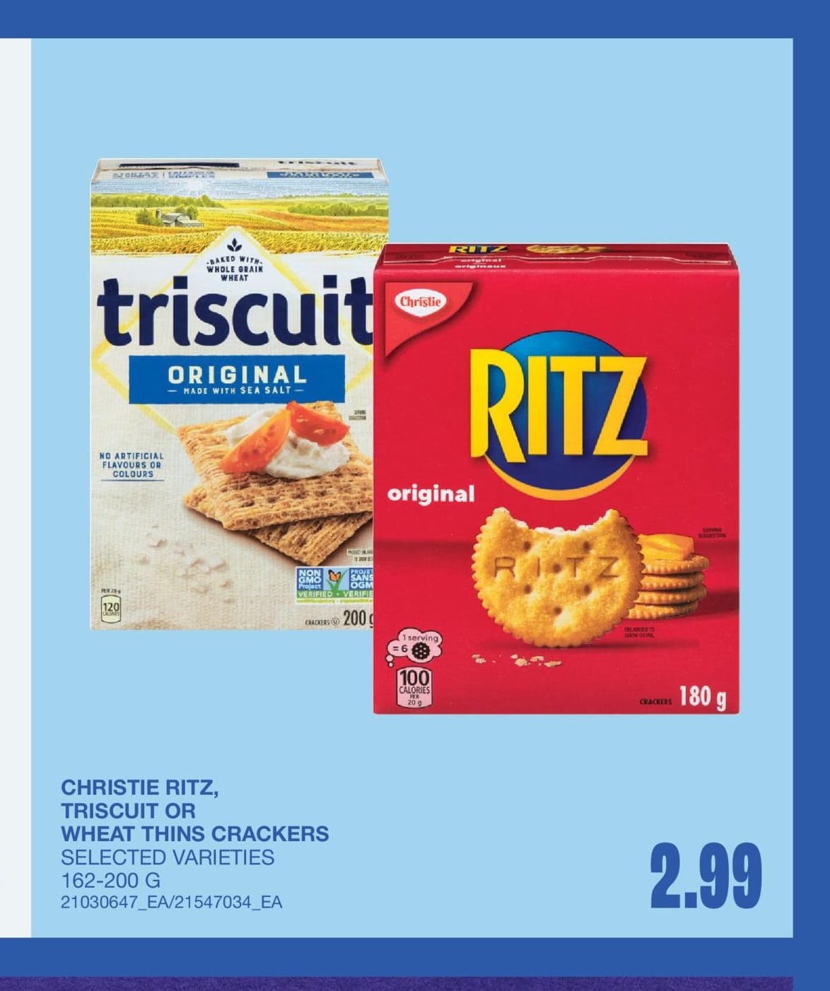 CHRISTIE RITZ, TRISCUIT OR WHEAT THINS CRACKERS, 162-200 G