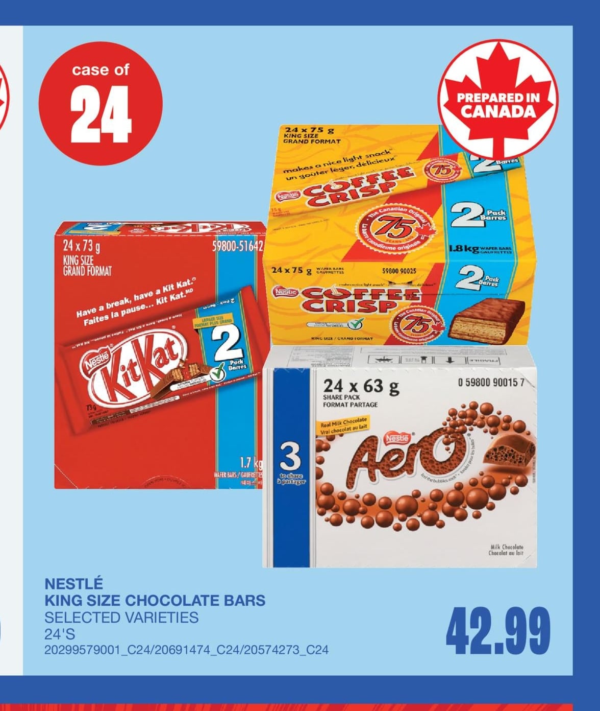 KING SIZE CHOCOLATE BARS, 24'S