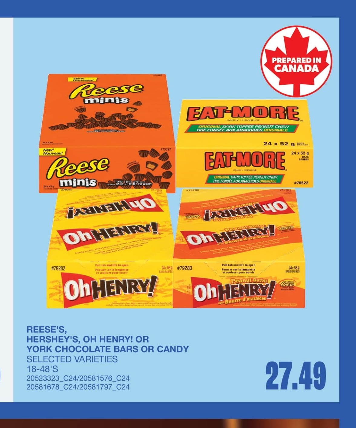 CHOCOLATE BARS OR CANDY