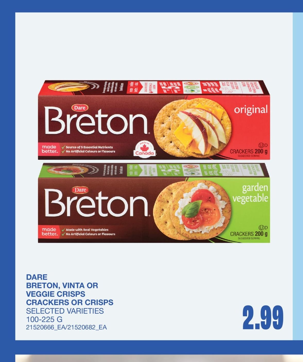 BRETON, VINTA OR VEGGIE CRISPS, 100-225 G