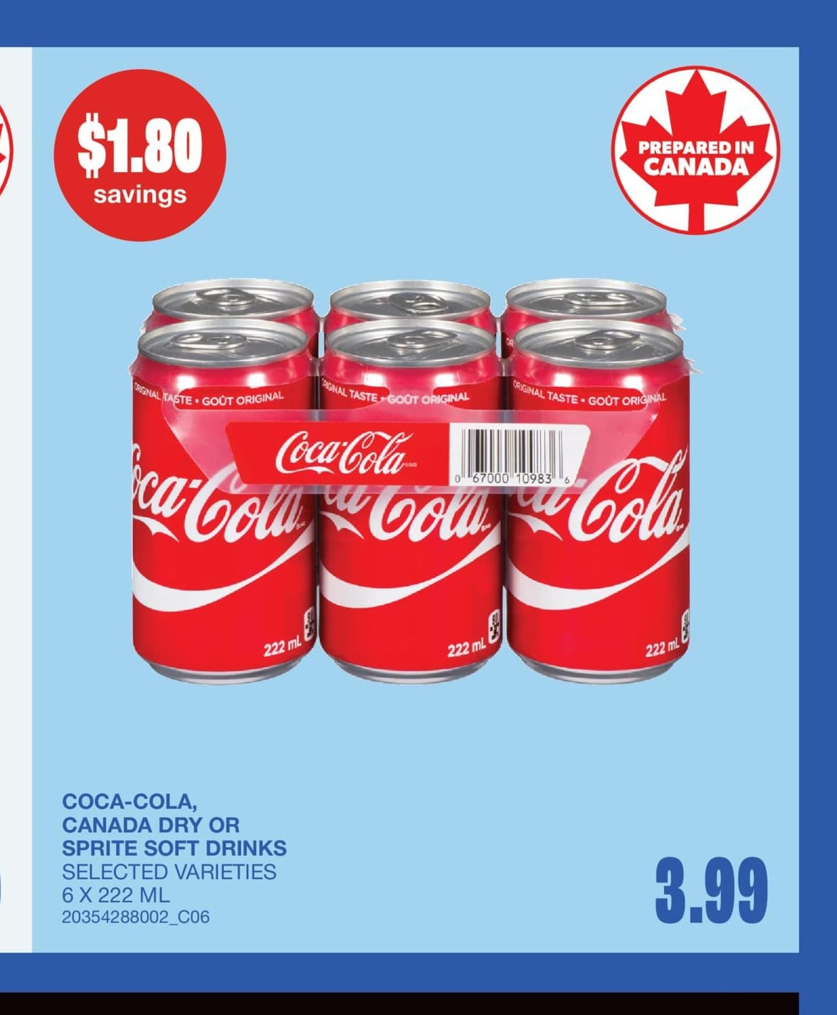 SOFT DRINKS, 6 X 222 ML