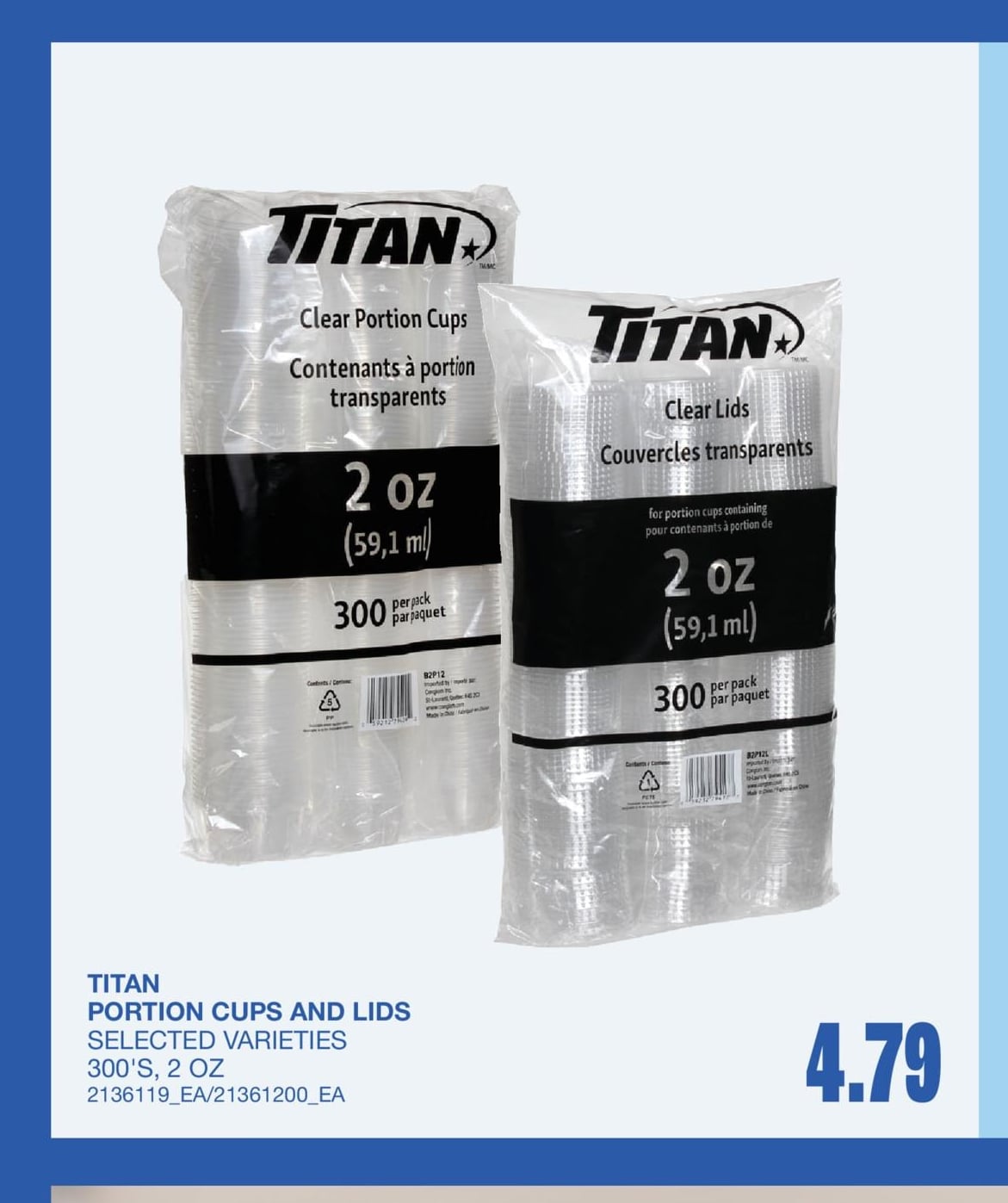 PORTION CUPS AND LIDS, 300'S, 2 OZ.