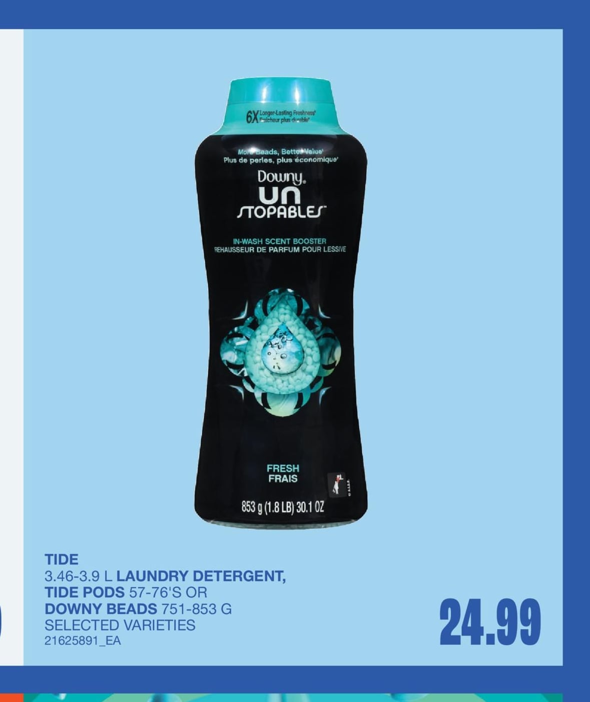 3.46-3.9 L LAUNDRY DETERGENT, PODS 57-76'S OR BEADS, 751-853 G