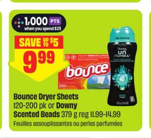 Bounce Dryer Sheets 120-200 pk or Downy Scented Beads 379 g