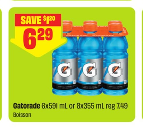 Gatorade 6x591 mL or 8x355 mL