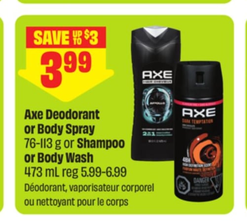 Axe Deodorant or Body Spray 76-113 g or Shampoo or Body Wash 473 mL