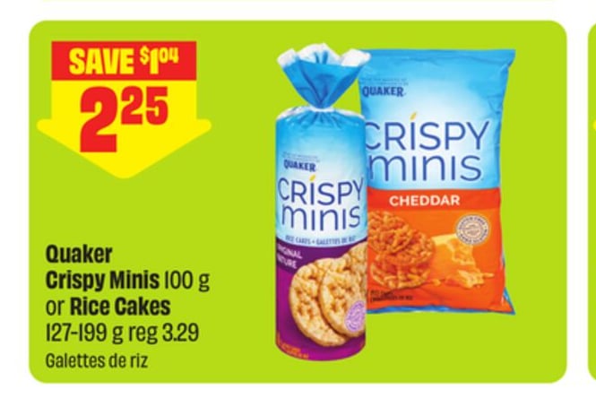 Quaker Crispy Minis 100 g OR Rice Cakes 127-199 g