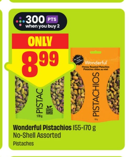 Wonderful Pistachios 155-170 g No-Shell Assorted