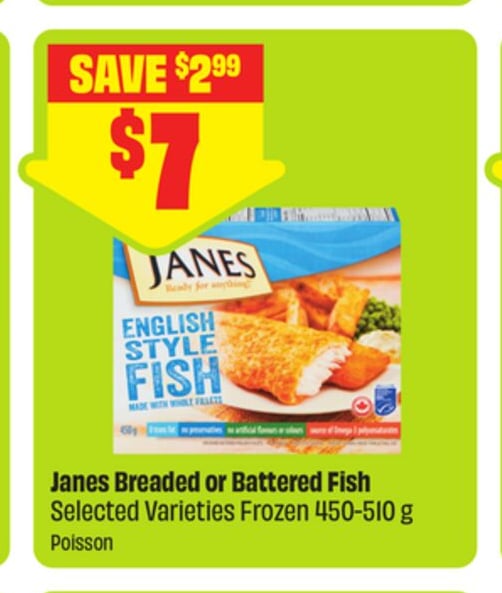 Janes Breaded or Battered Fish Selected Varieties Frozen 450-510 g