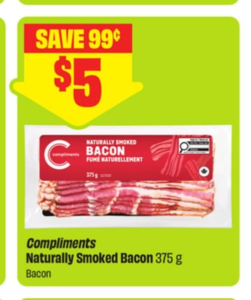 Compliments Naturally Smoked Bacon 375 g