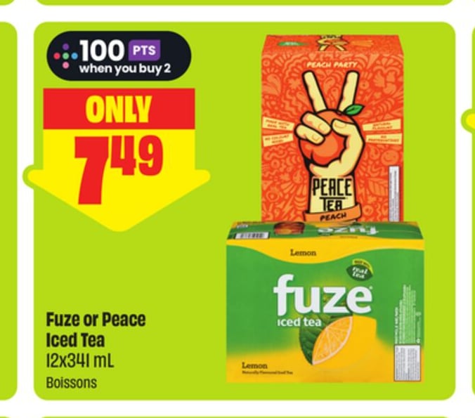 Fuze or Peace Iced Tea 12x341 mL