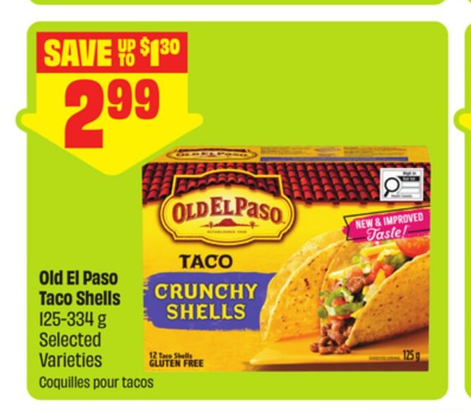 Old El Paso Taco Shells Selected Varieties 125-334 g