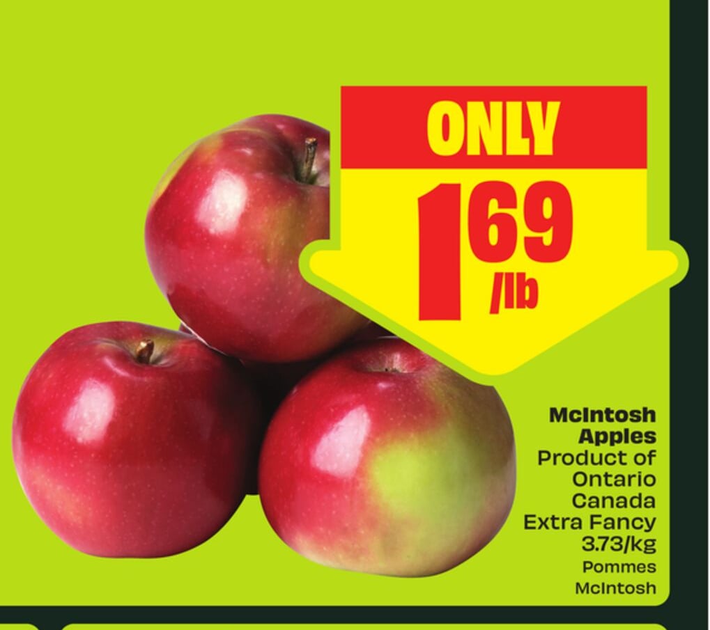 McIntosh Apples Product of Ontario Canada Extra Fancy 3.73/kg