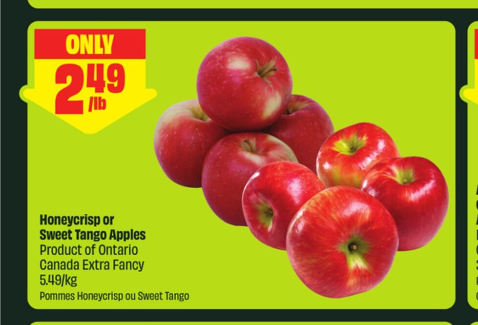 Honeycrisp or Sweet Tango Apples Product of Ontario Canada Extra Fancy 5,49/kg