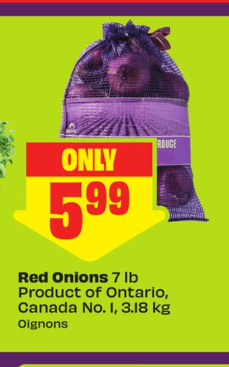 Red Onions 7 lb Product of Ontario, Canada No. l, 3.18 kg - FreshCo Diwali