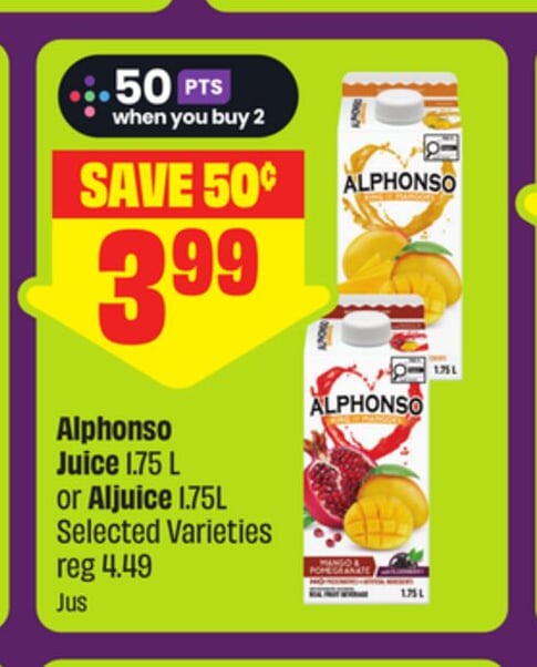 Alphonso Juice 1.75 L or Aljuice 1.75L Selected Varieties - FreshCo Diwali