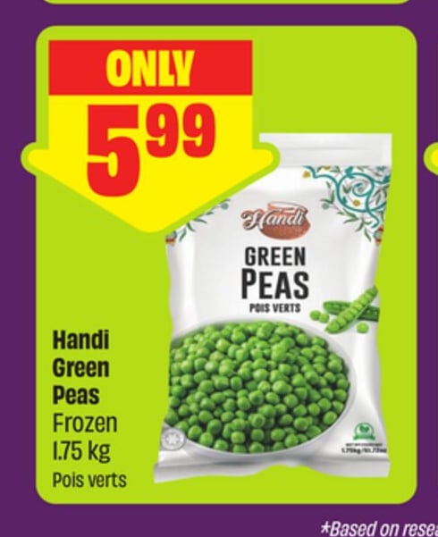 Handi Green Peas Frozen 1.75 kg - FreshCo Diwali