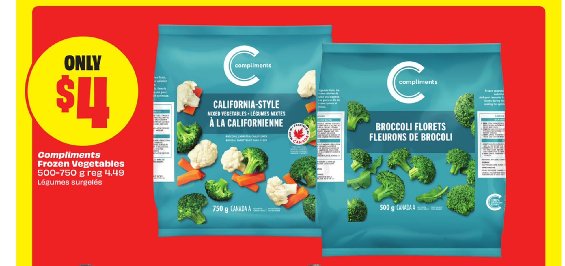 COMPLIMENTS FROZEN VEGETABLES 500-750 g