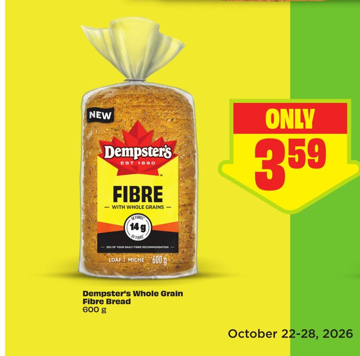 Dempster's Whole Grain Fibre Bread 600 g