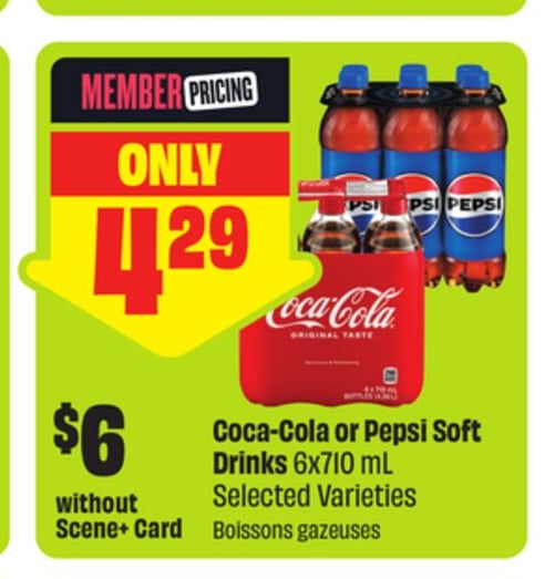 Coca-Cola or Pepsi Soft Drinks