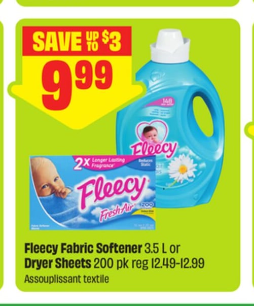 Fleecy Fabric Softener 3,5 L Or Dryer Sheets 200 Pk