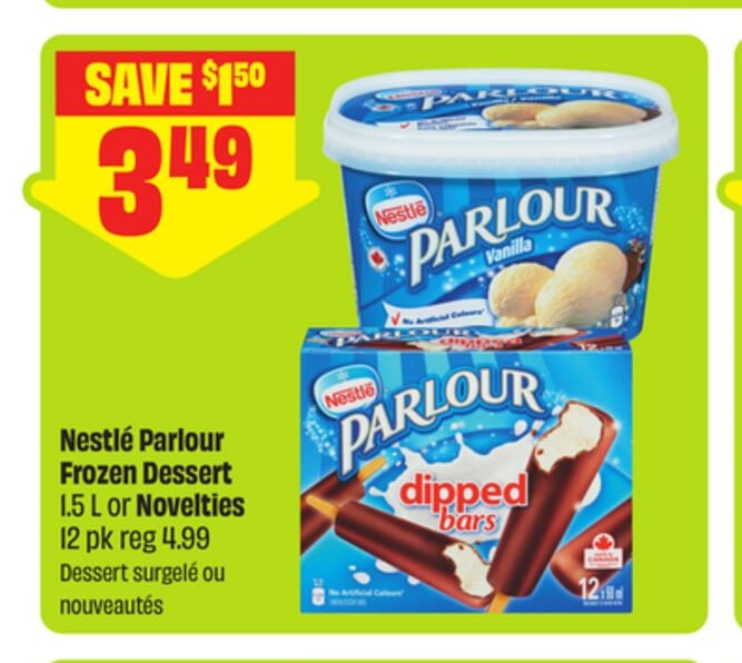 Nestlé Parlour Frozen Dessert 1.5 L or Novelties