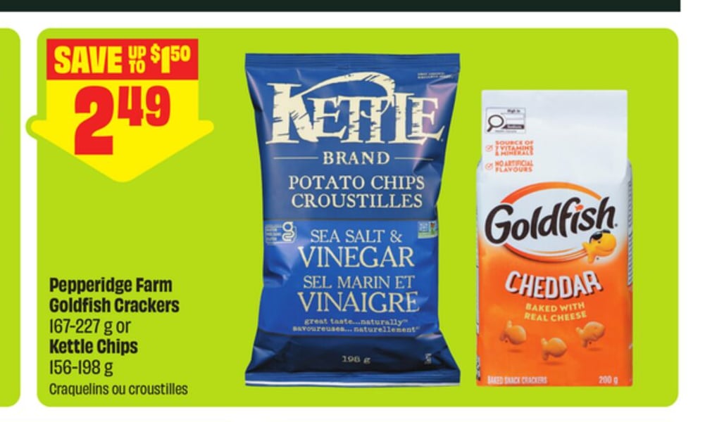 Pepperidge Farm Goldfish Crackers 167-227 g or Kettle Chips 156-386 g